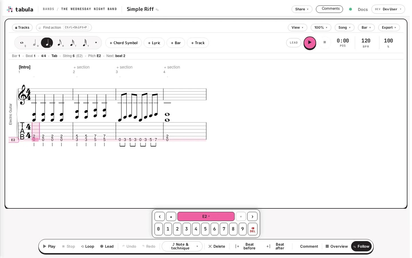 The editor with a guitar riff loaded