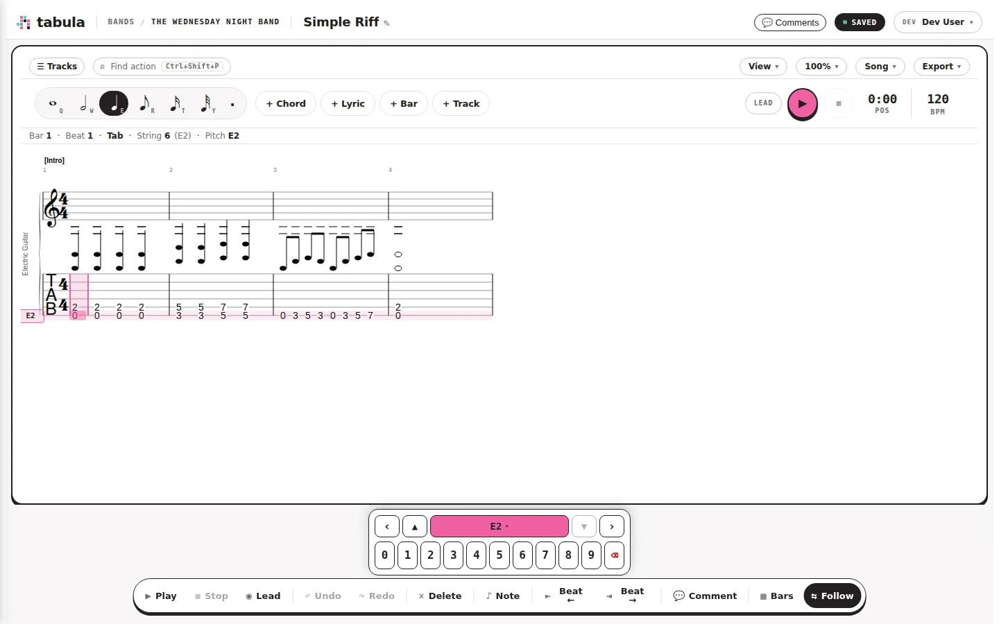 The editor with a guitar riff loaded