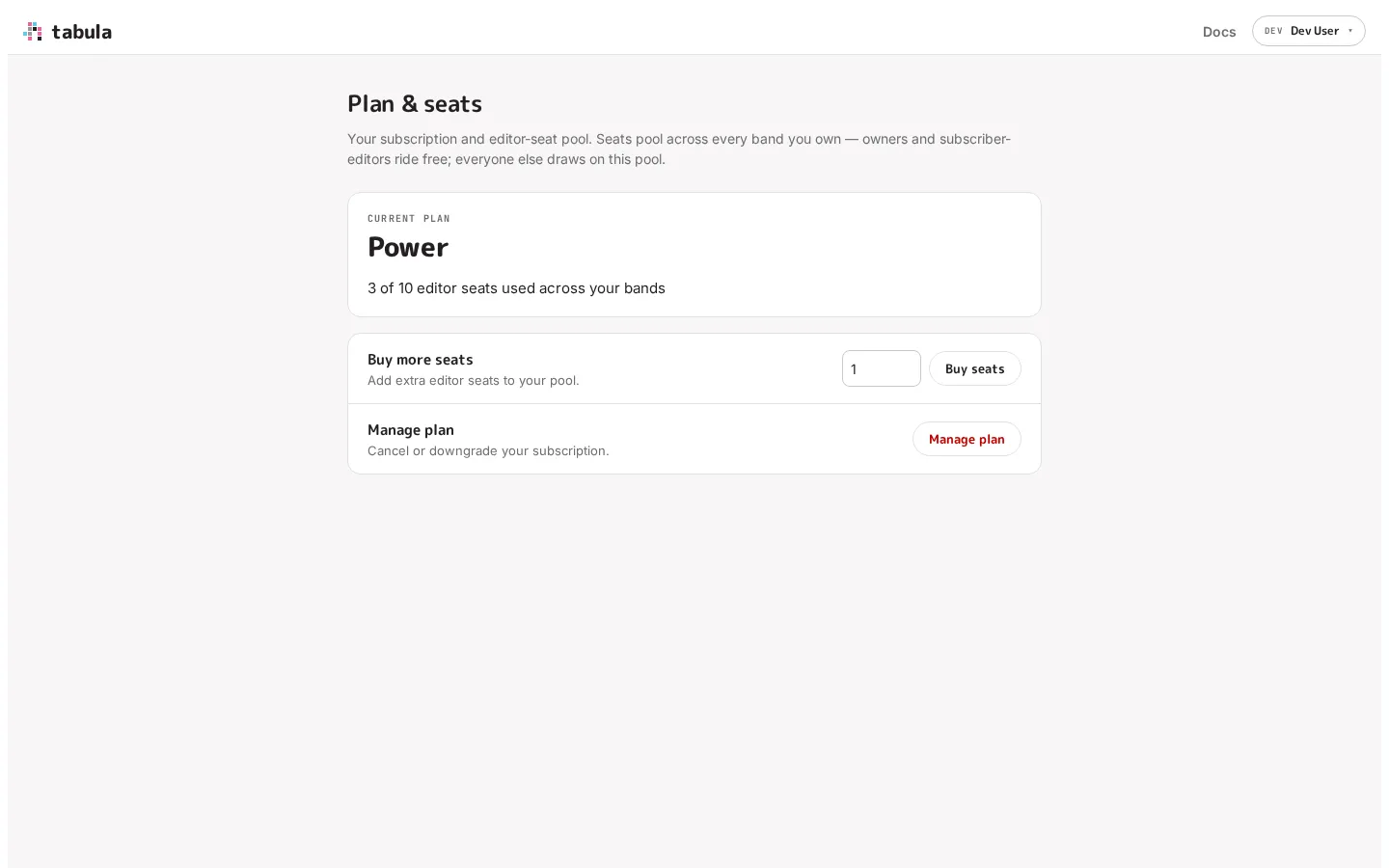 The Plan & seats page