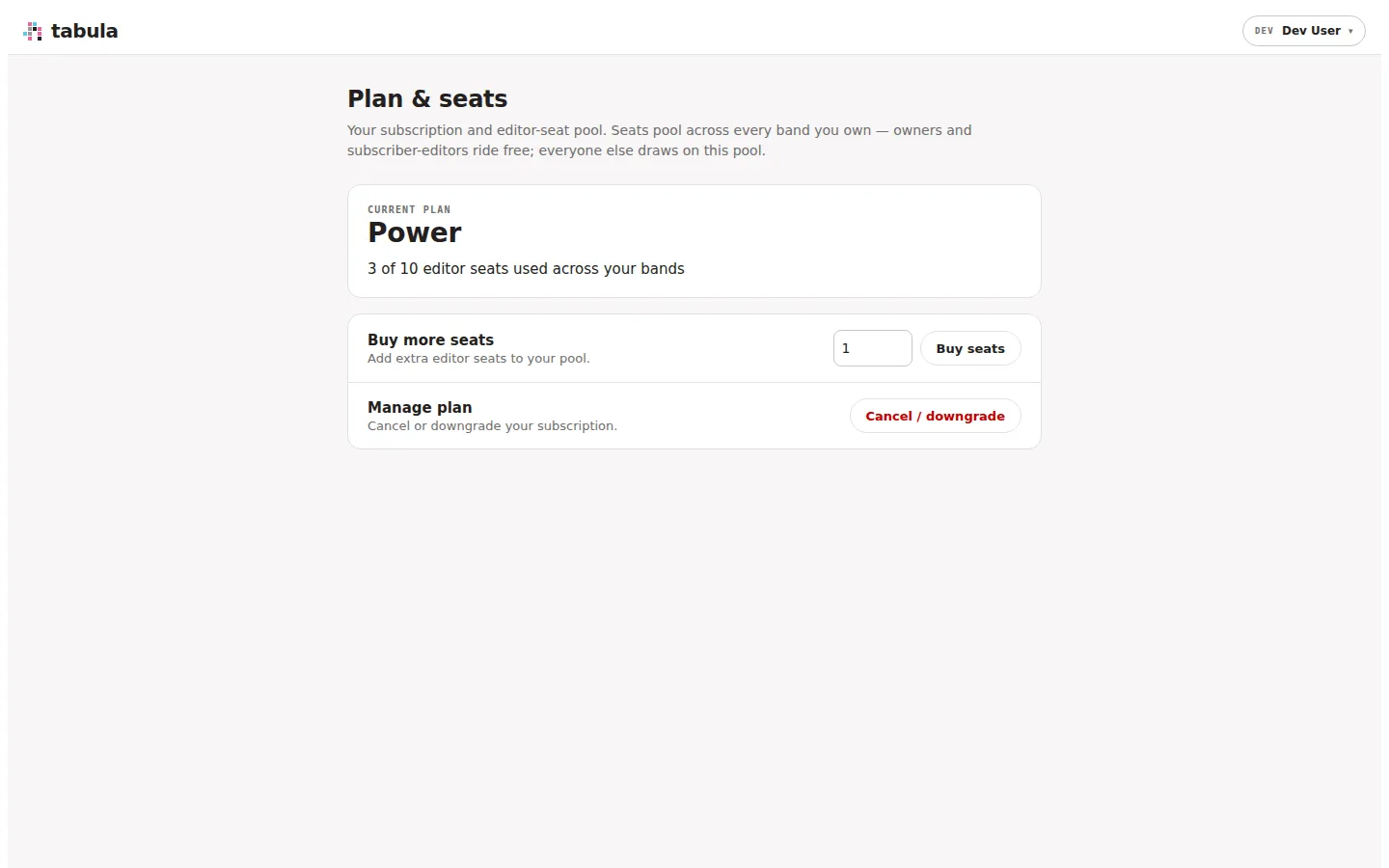 The Plan & seats page